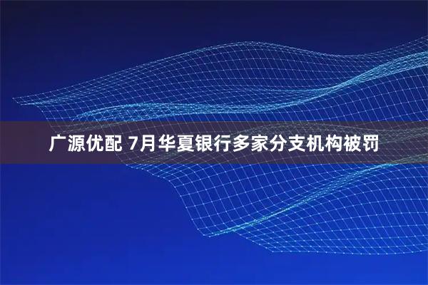 广源优配 7月华夏银行多家分支机构被罚