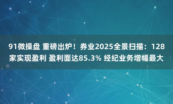 91微操盘 重磅出炉！券业2025全景扫描：128家实现盈利 盈利面达85.3% 经纪业务增幅最大